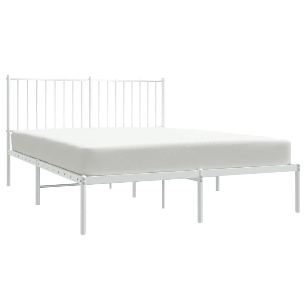 Bed frame with headboard metal white 140x190 cm