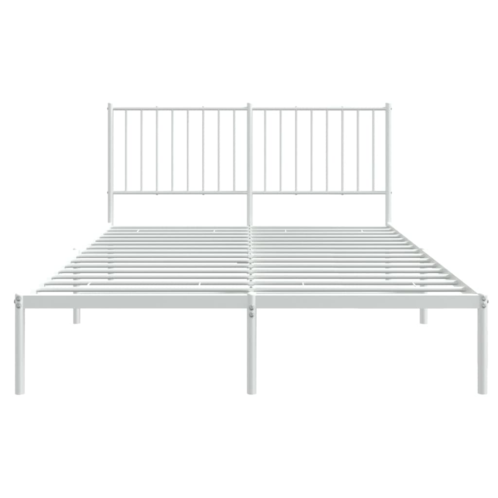 Bed frame with headboard metal white 140x190 cm
