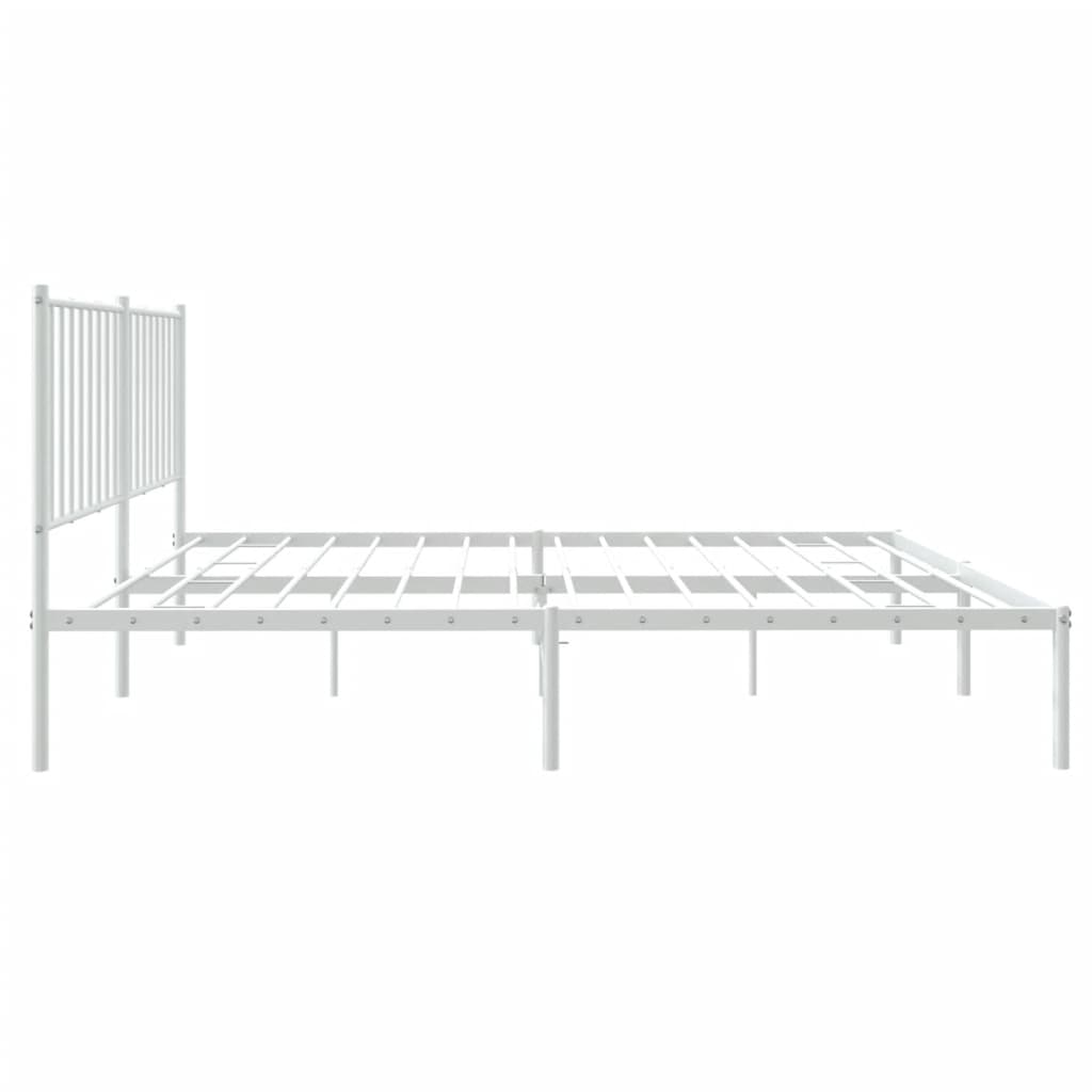 Bed frame with headboard metal white 140x190 cm