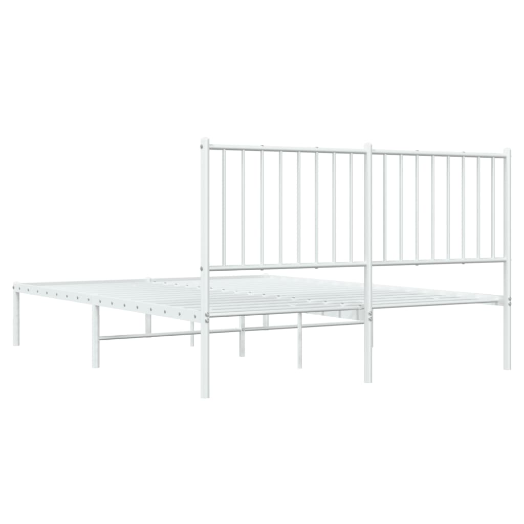 Bed frame with headboard metal white 140x190 cm
