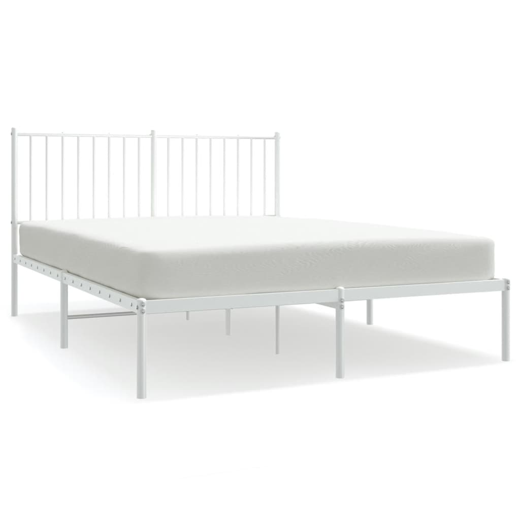 Bed frame with headboard metal white 140x200 cm