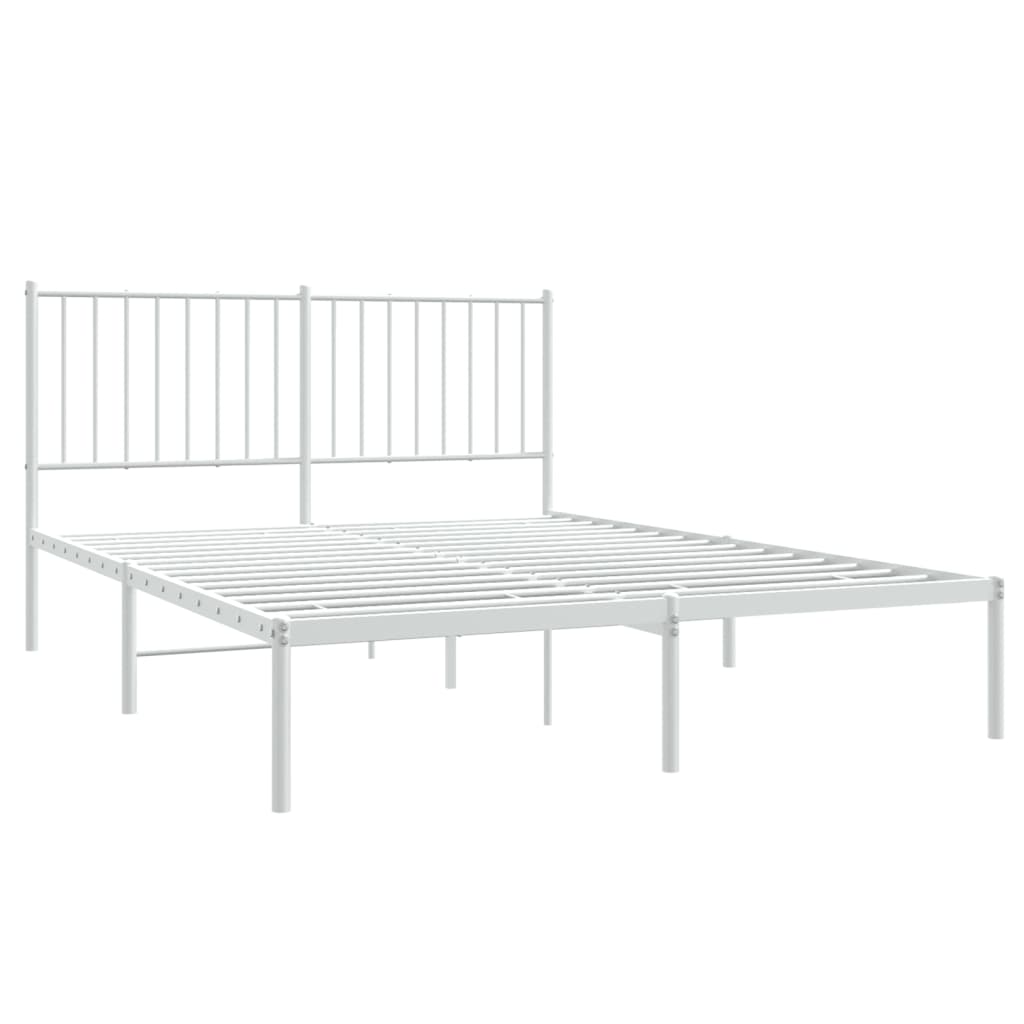 Bed frame with headboard metal white 140x200 cm