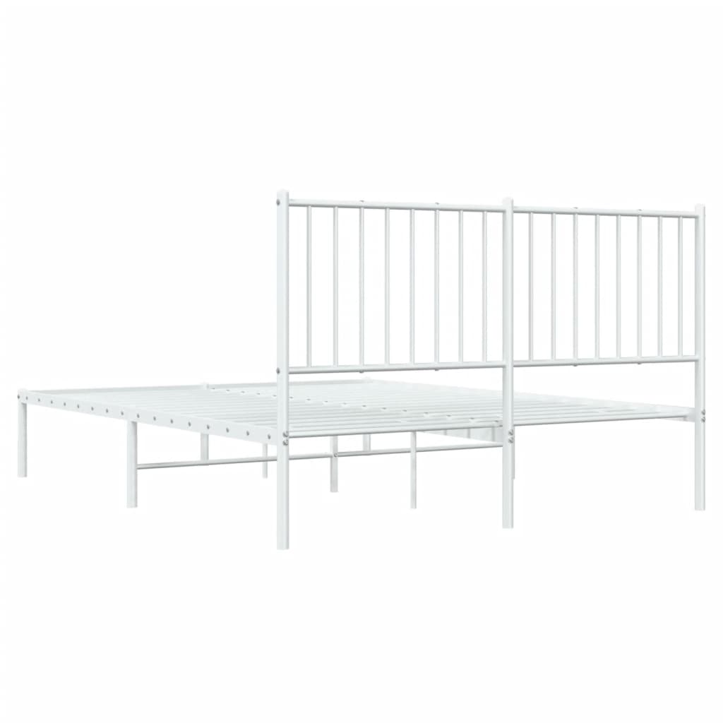 Bed frame with headboard metal white 140x200 cm