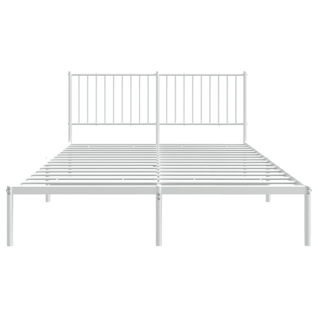 Bed frame with headboard metal white 160x200 cm