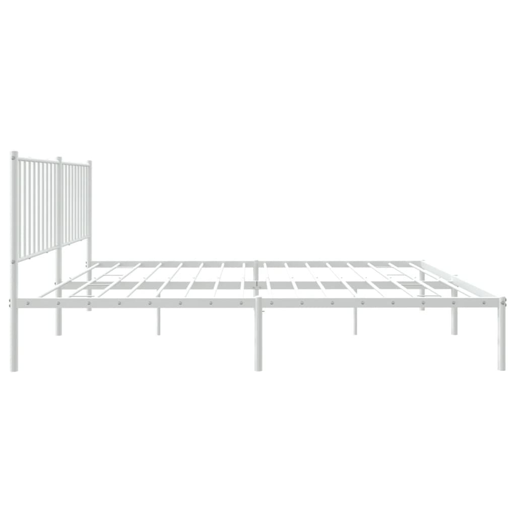 Bed frame with headboard metal white 160x200 cm