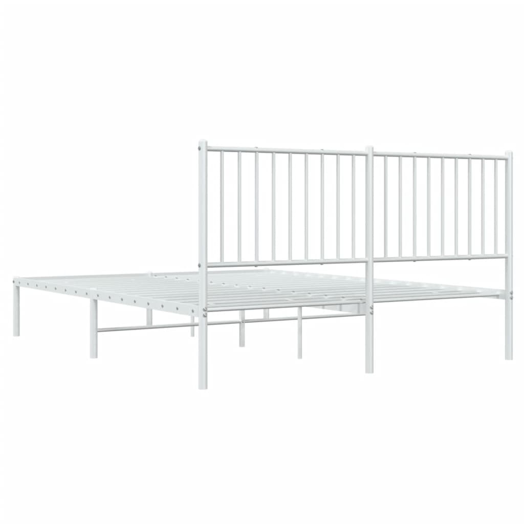 Bed frame with headboard metal white 160x200 cm
