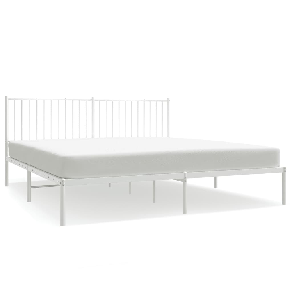 Bed frame with headboard metal white 183x213 cm