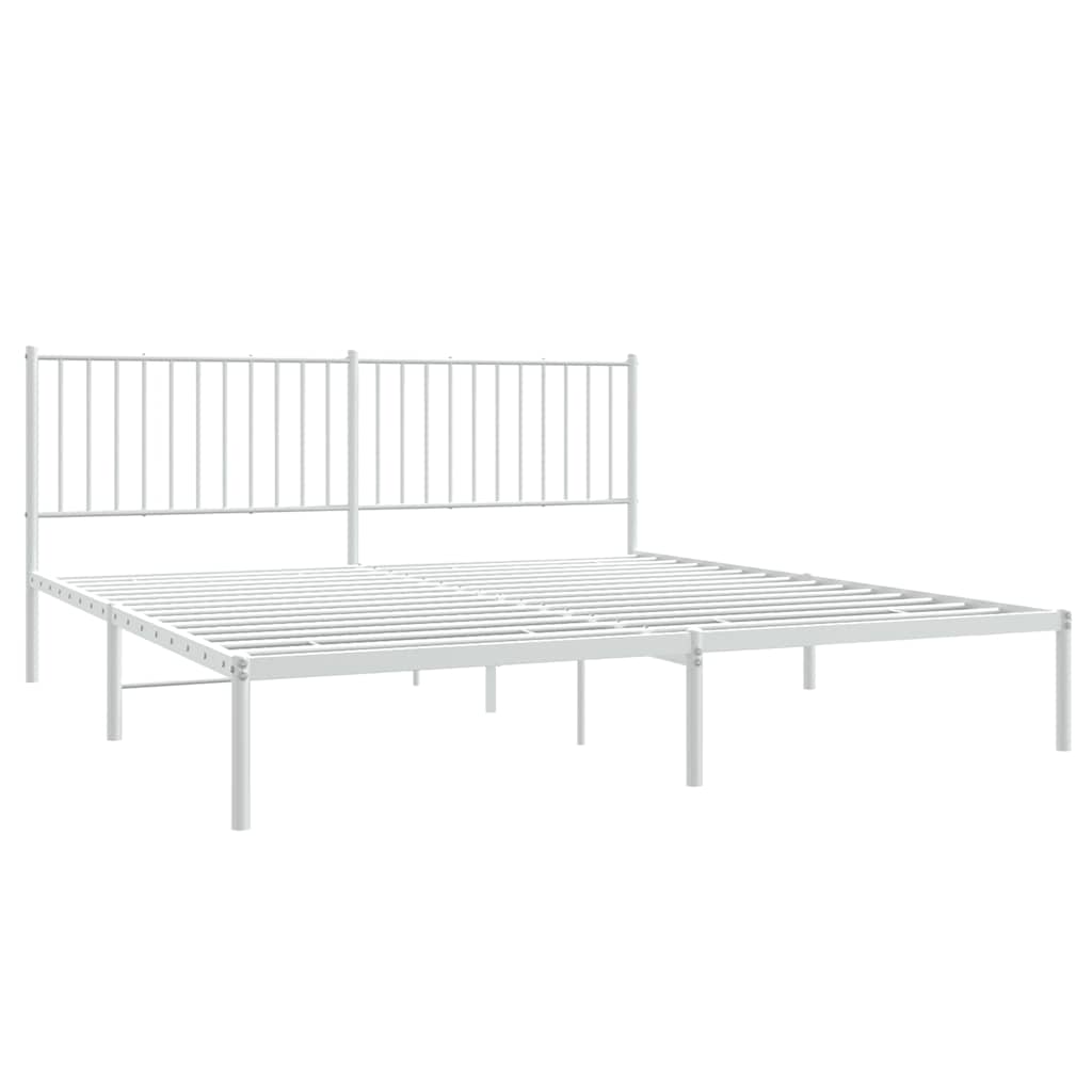 Bed frame with headboard metal white 183x213 cm