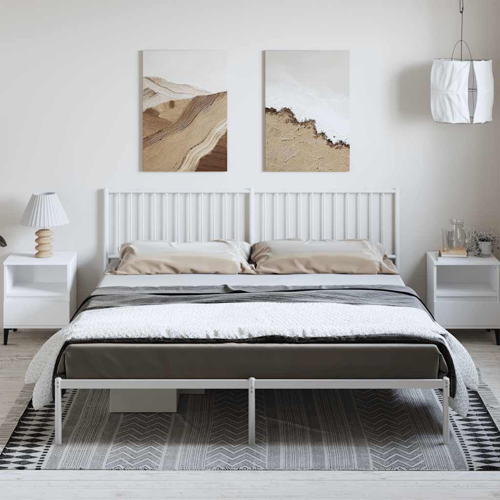 Bed frame with headboard metal white 183x213 cm