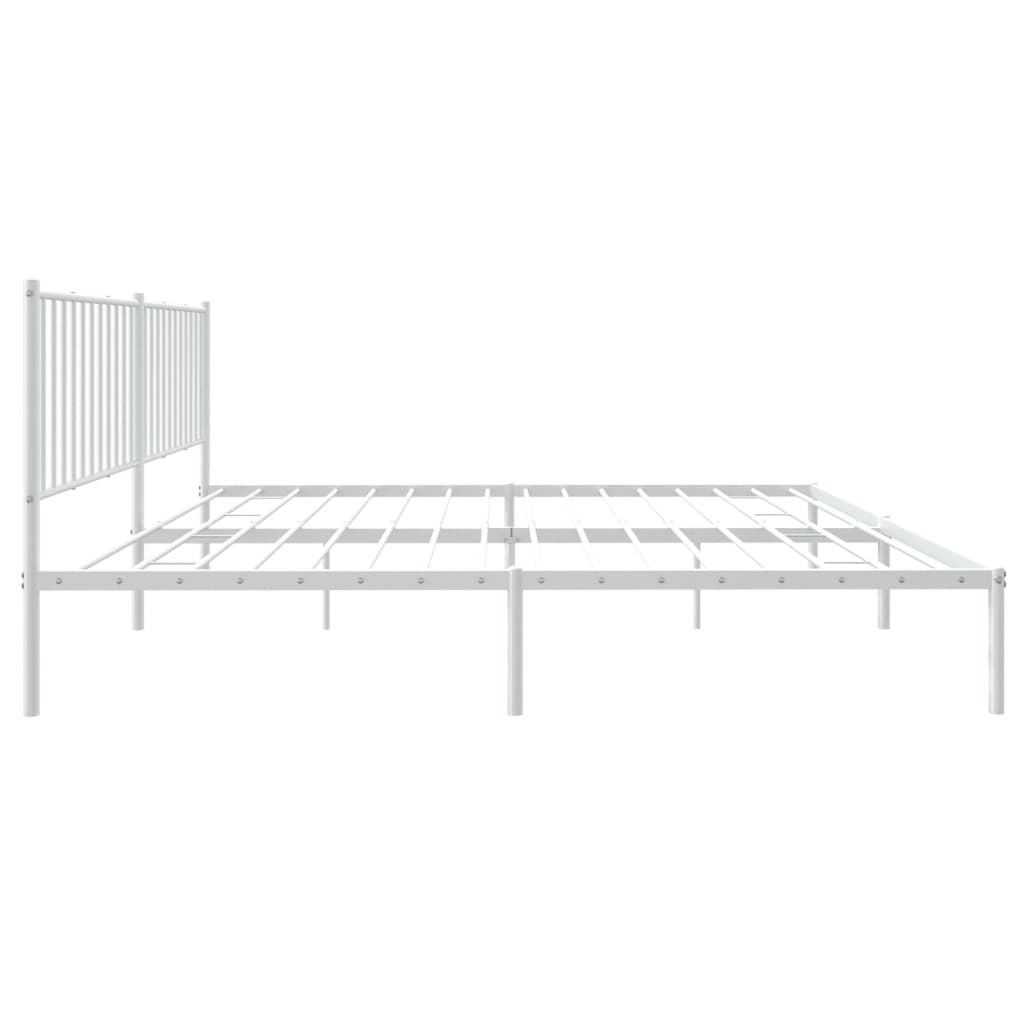 Bed frame with headboard metal white 183x213 cm
