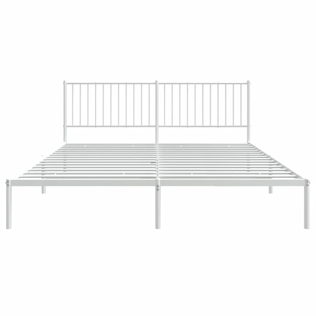 Bed frame with headboard metal white 183x213 cm