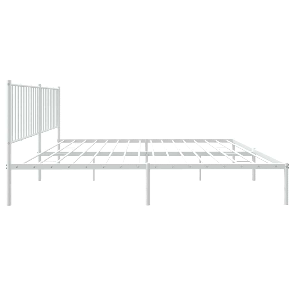 Bed frame with headboard metal white 183x213 cm