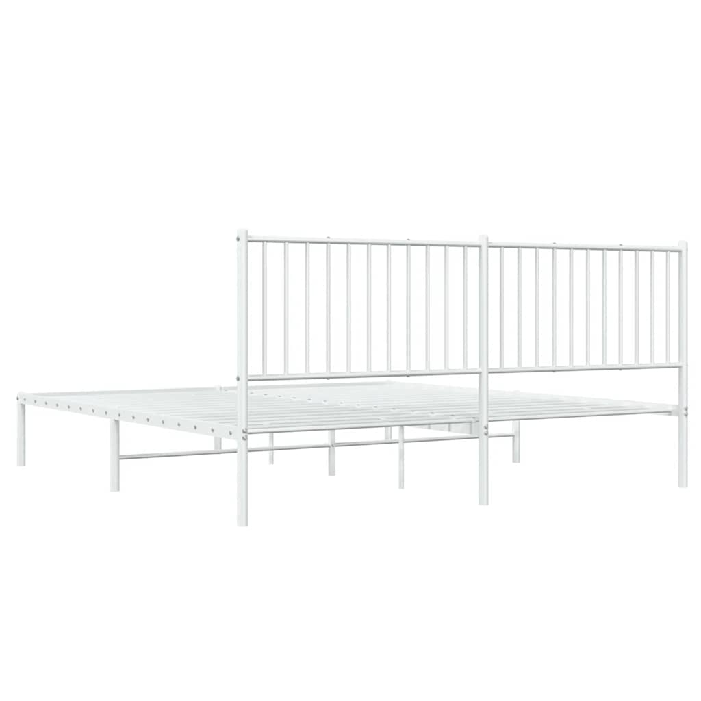 Bed frame with headboard metal white 183x213 cm