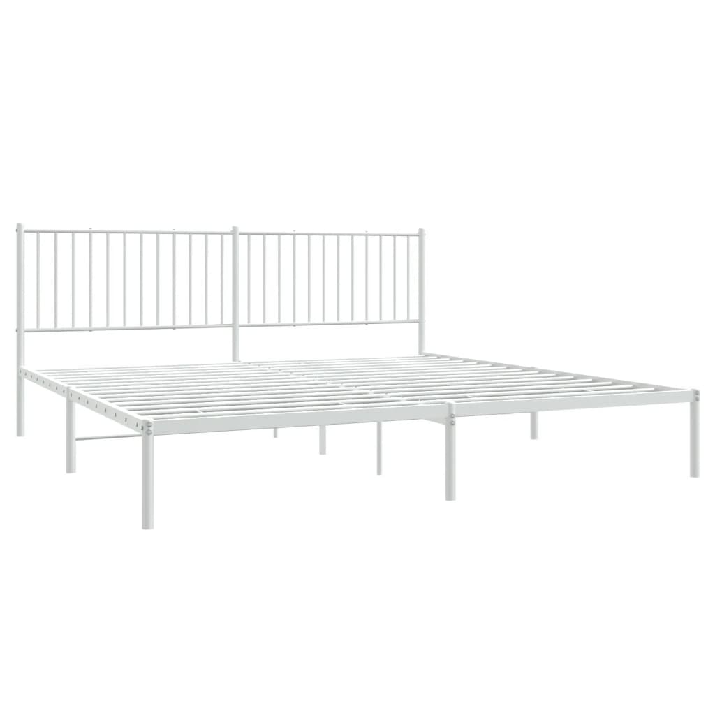 Bed frame with headboard metal white 193x203 cm