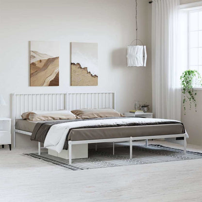 Bettgestell mit Kopfteil Metall Weiß 193x203 cm