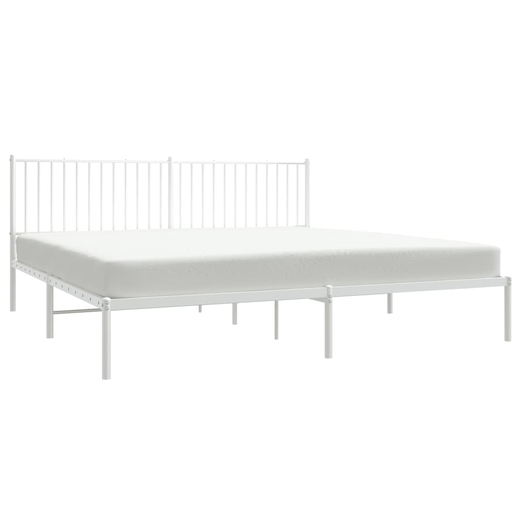 Bed frame with headboard metal white 193x203 cm