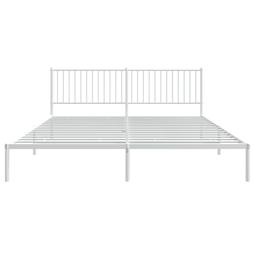 Bed frame with headboard metal white 193x203 cm