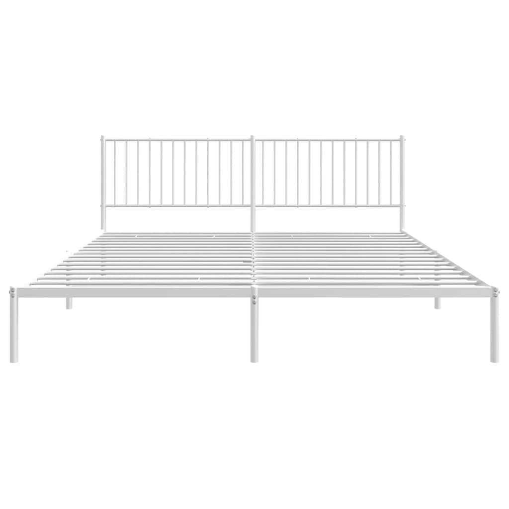Bed frame with headboard metal white 193x203 cm