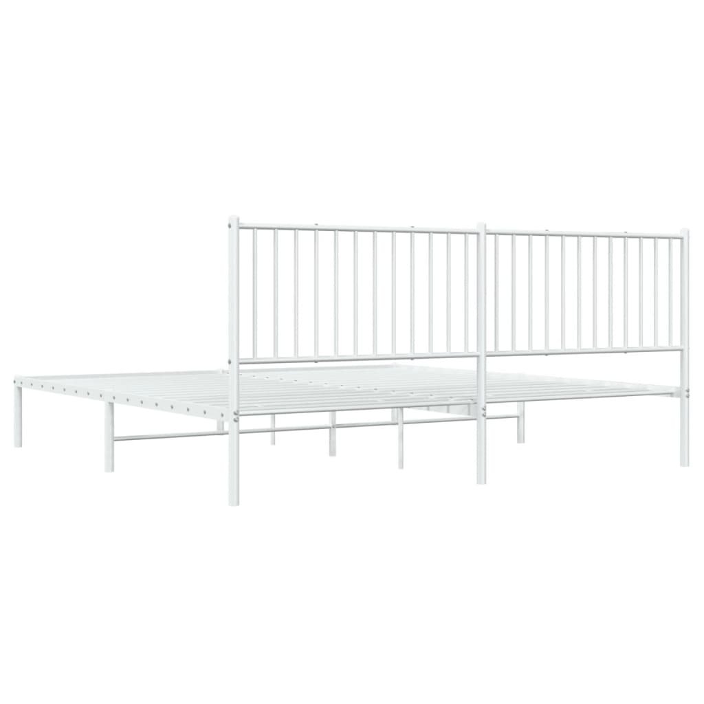 Bed frame with headboard metal white 193x203 cm