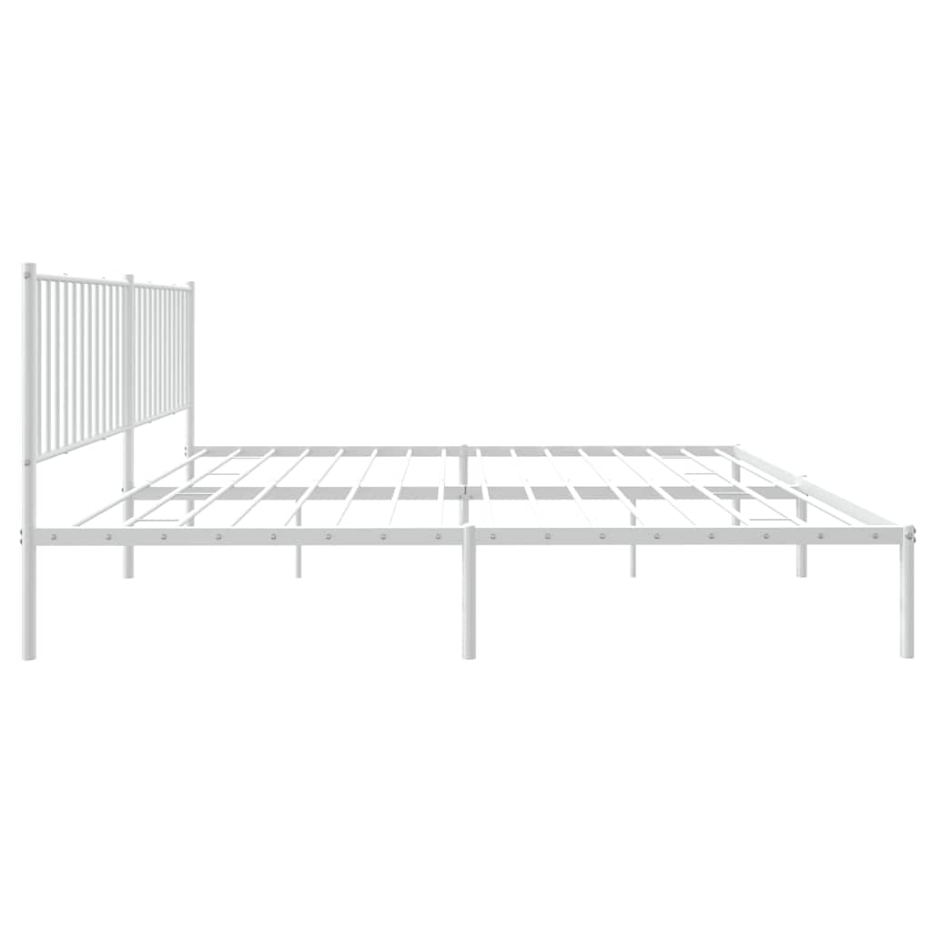 Bed frame with headboard metal white 193x203 cm