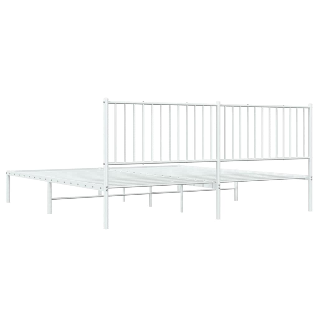 Bed frame with headboard metal white 193x203 cm