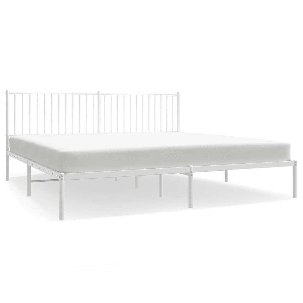 Bed frame with headboard metal white 200x200 cm