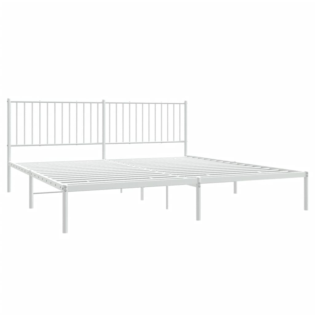 Bed frame with headboard metal white 200x200 cm