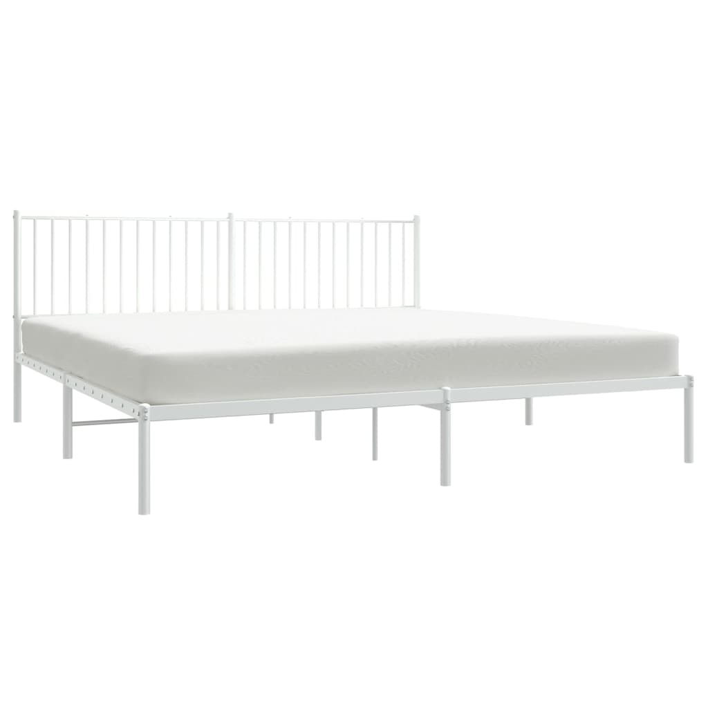 Bed frame with headboard metal white 200x200 cm