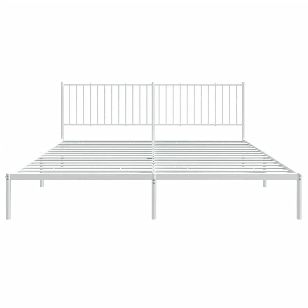Bed frame with headboard metal white 200x200 cm