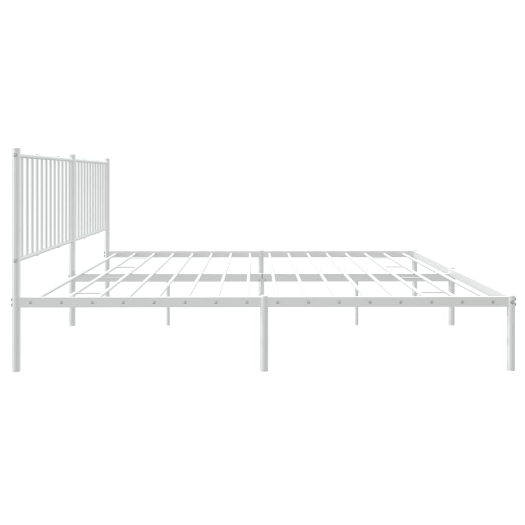 Bed frame with headboard metal white 200x200 cm