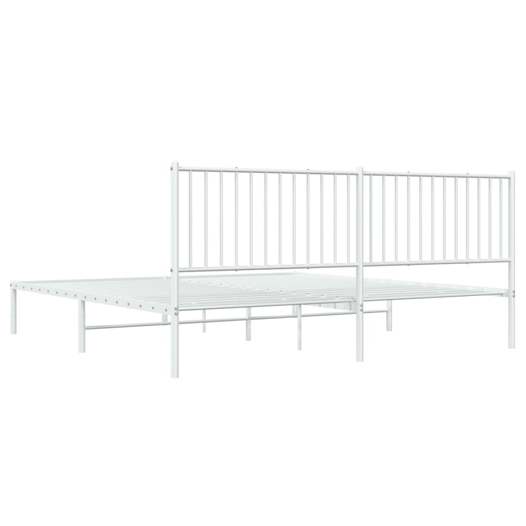 Bed frame with headboard metal white 200x200 cm