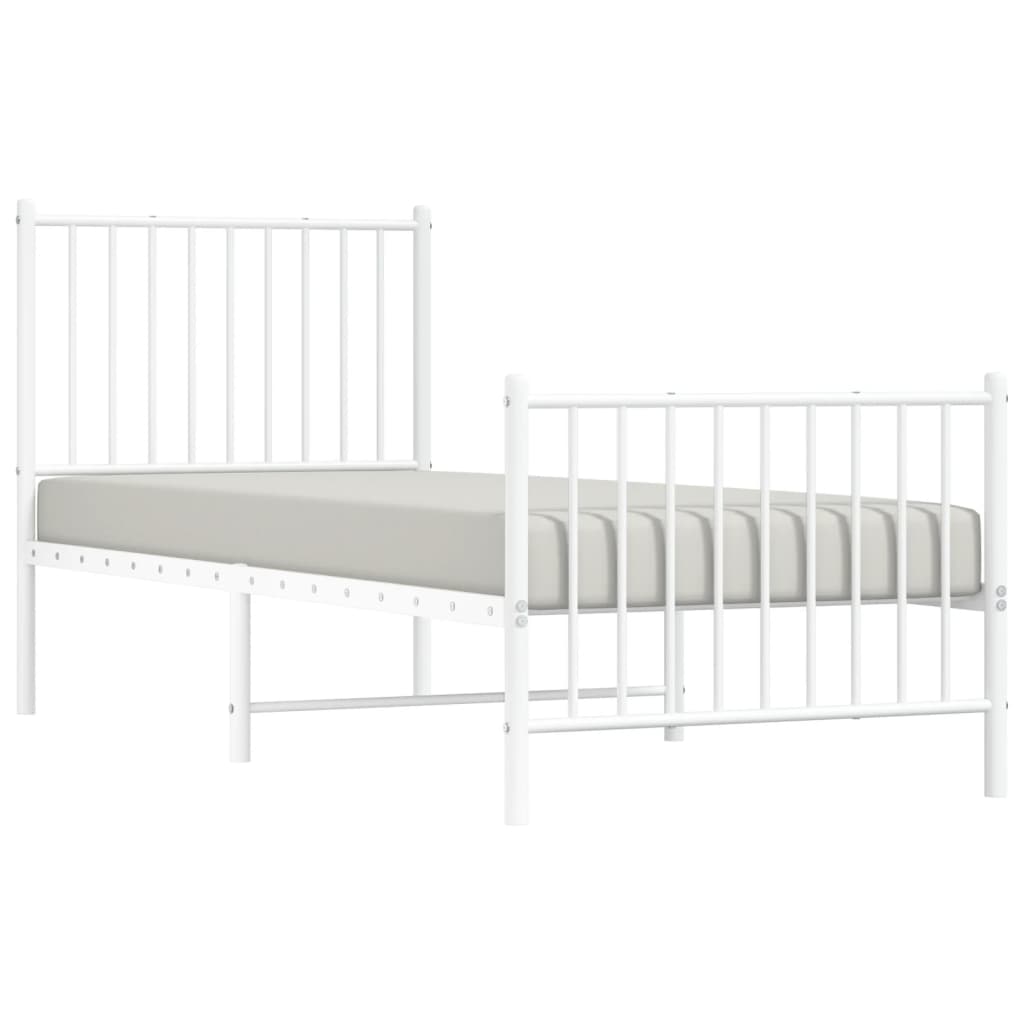 Bed frame with head and footboard metal white 80x200 cm