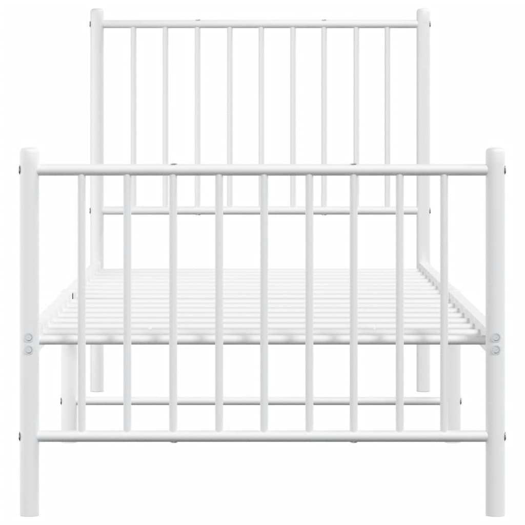 Bed frame with head and footboard metal white 80x200 cm
