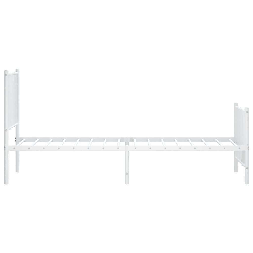 Bed frame with head and footboard metal white 80x200 cm