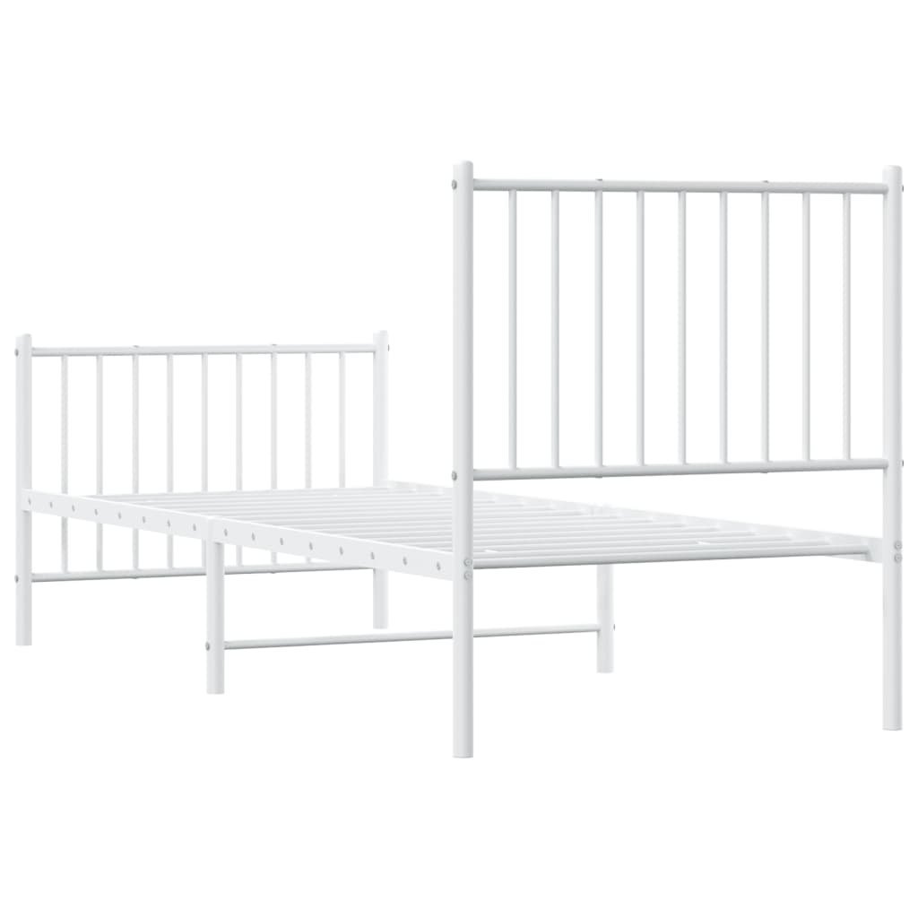 Bed frame with head and footboard metal white 80x200 cm
