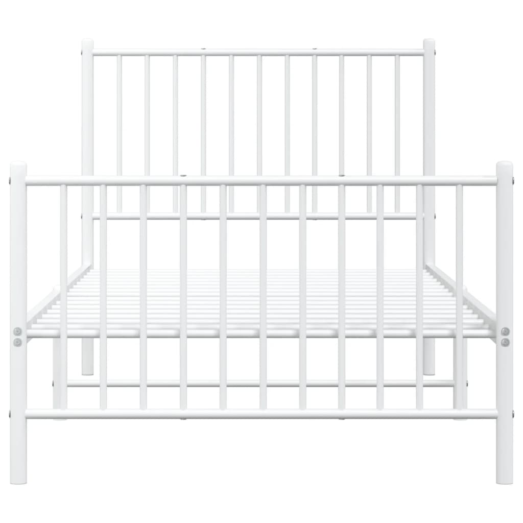 Bed frame with head and footboard metal white 90x190 cm
