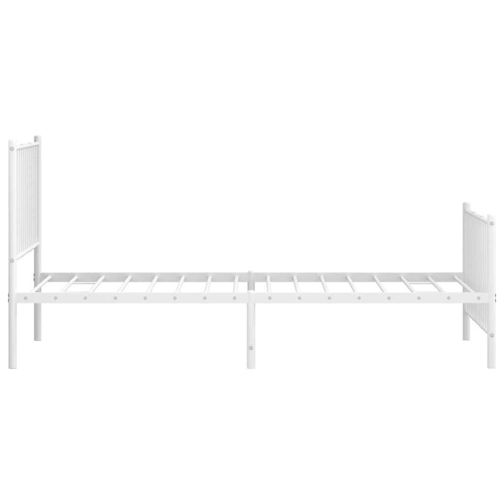 Bed frame with head and footboard metal white 90x190 cm
