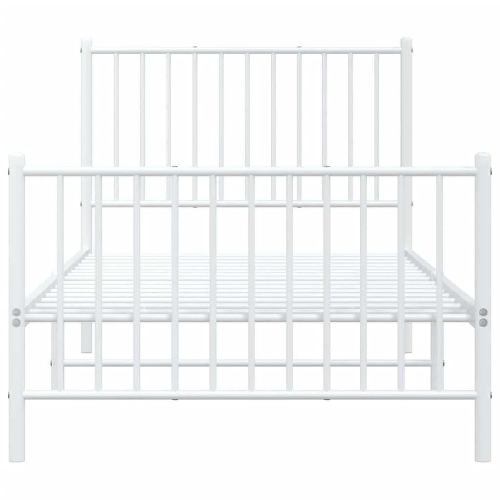 Bed frame with head and footboard metal white 90x200 cm