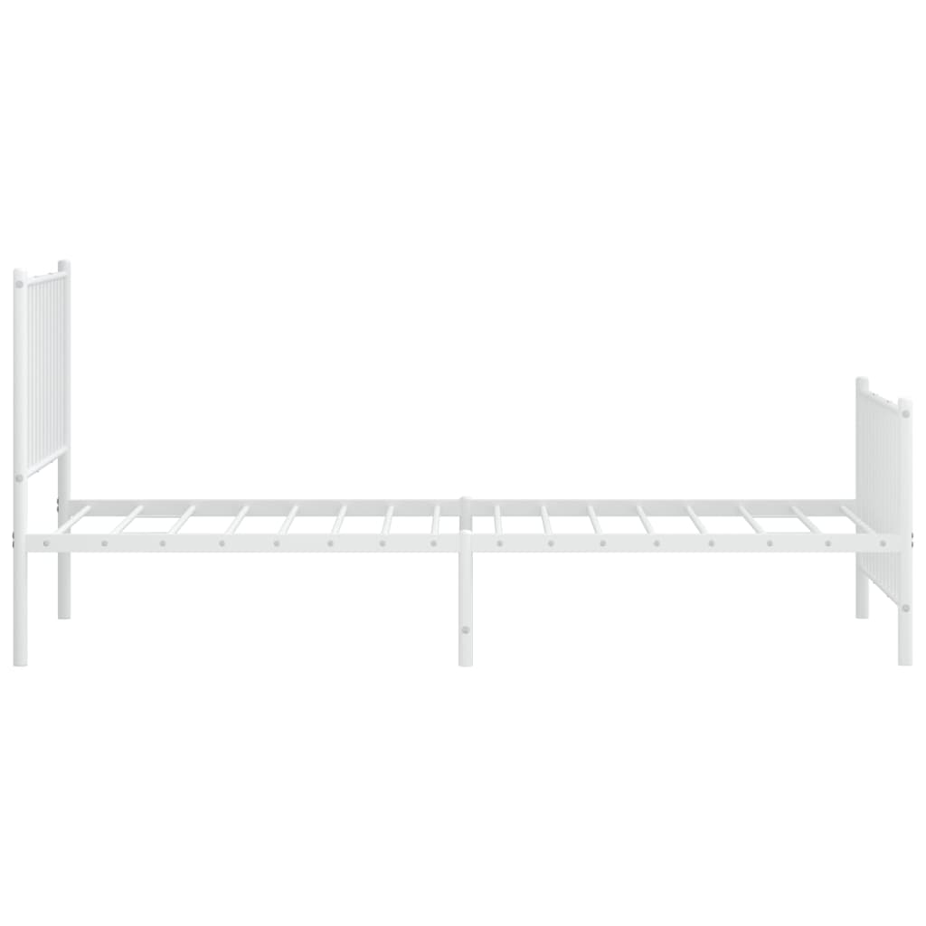 Bed frame with head and footboard metal white 90x200 cm