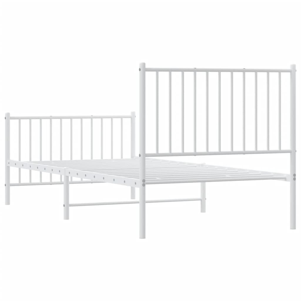 Bed frame with head and footboard metal white 90x200 cm