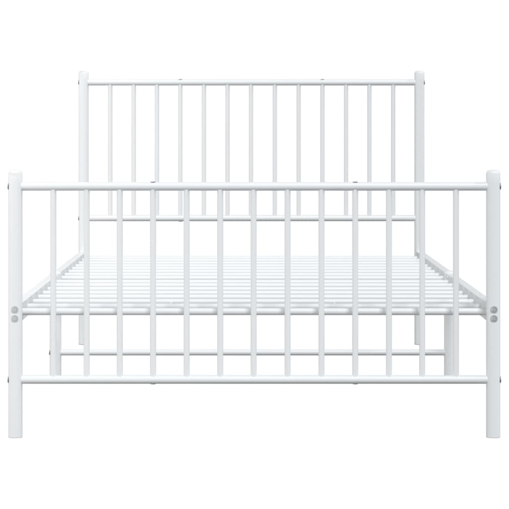 Bed frame with head and footboard metal white 107x203 cm