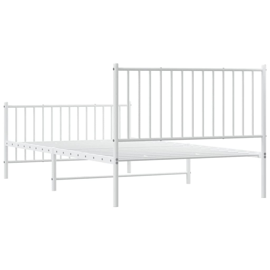 Bed frame with head and footboard metal white 107x203 cm