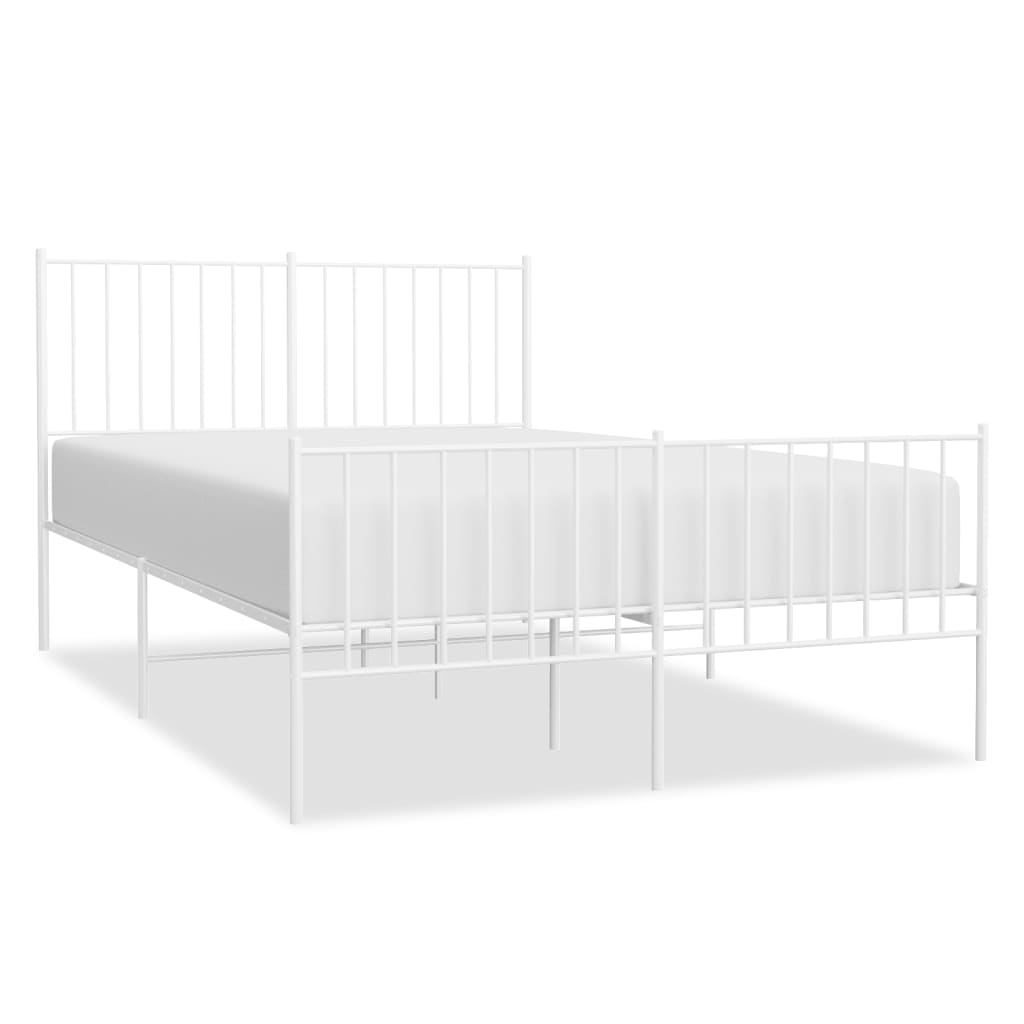 Bed frame with head and footboard metal white 120x190 cm