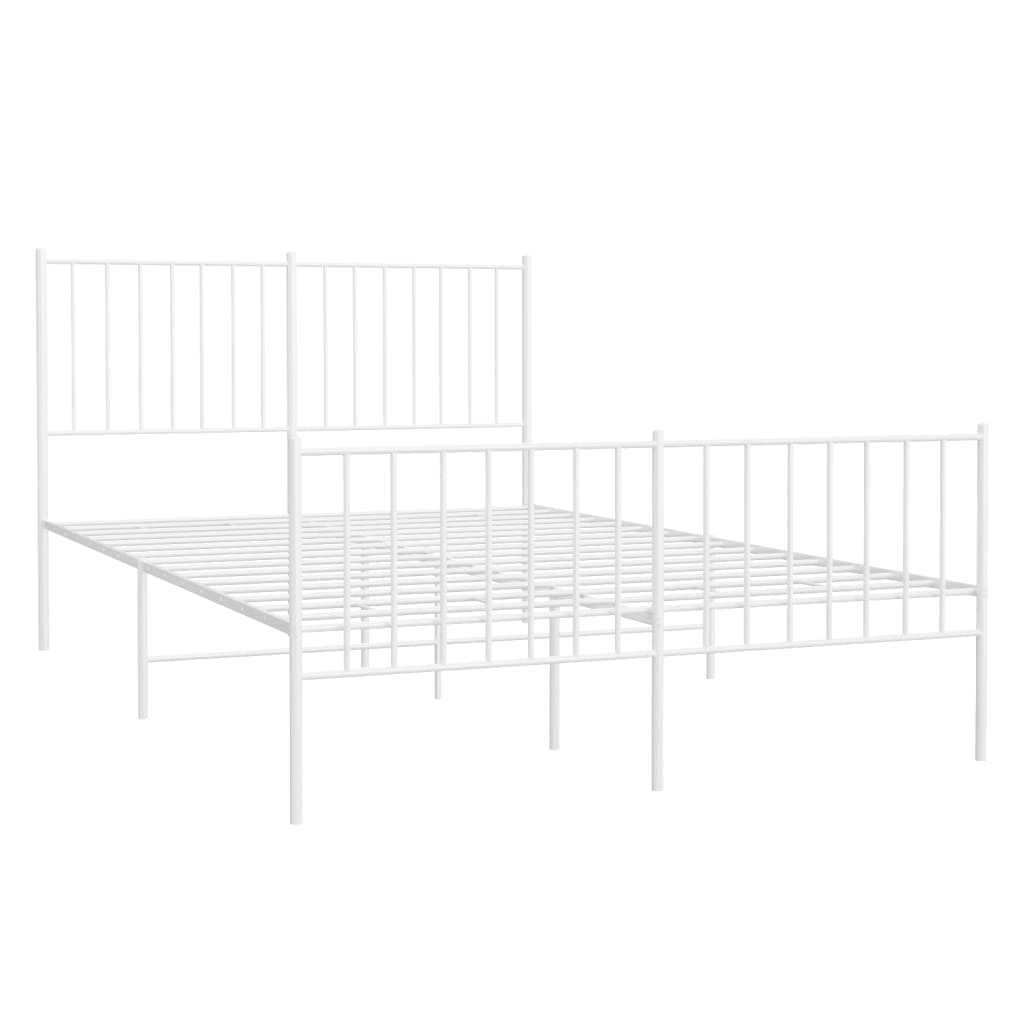 Bed frame with head and footboard metal white 120x190 cm