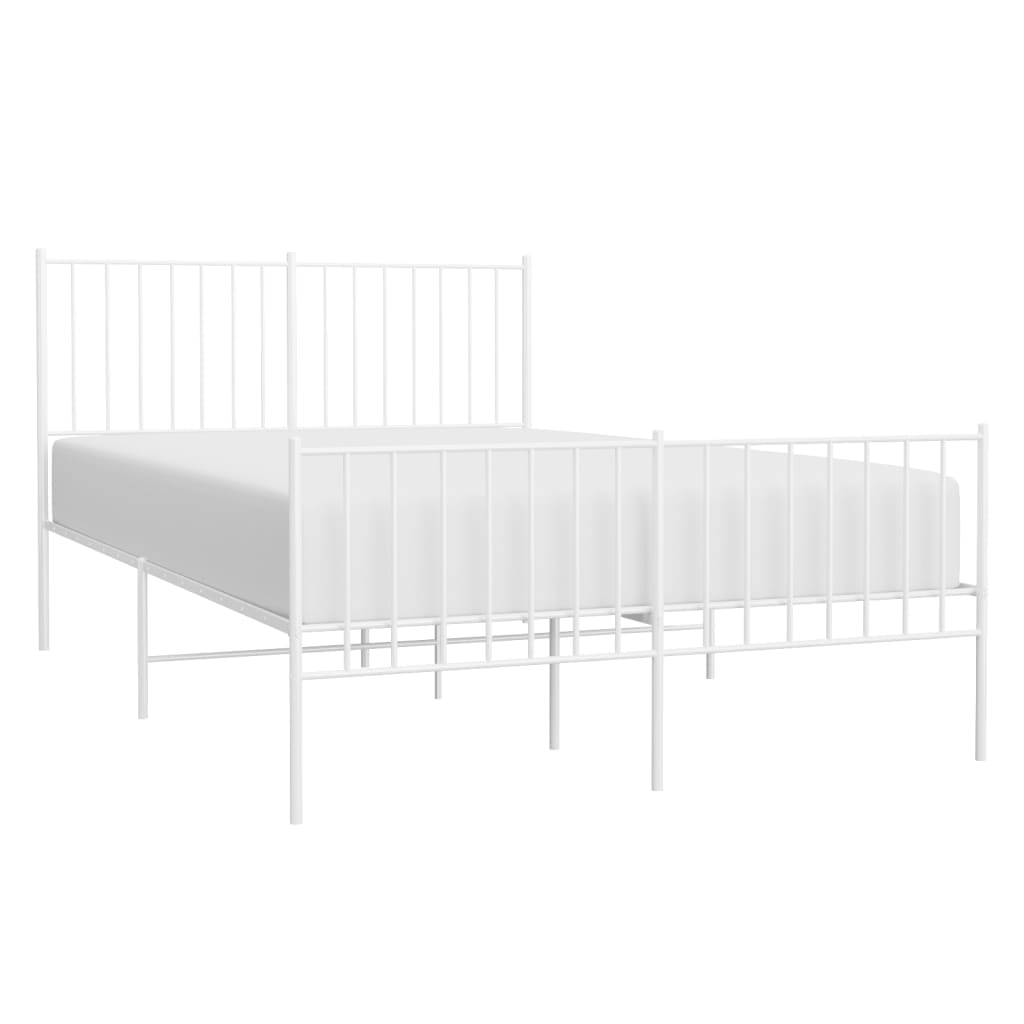 Bed frame with head and footboard metal white 120x190 cm