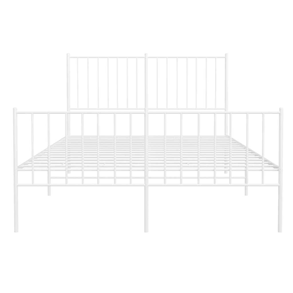 Bed frame with head and footboard metal white 120x190 cm