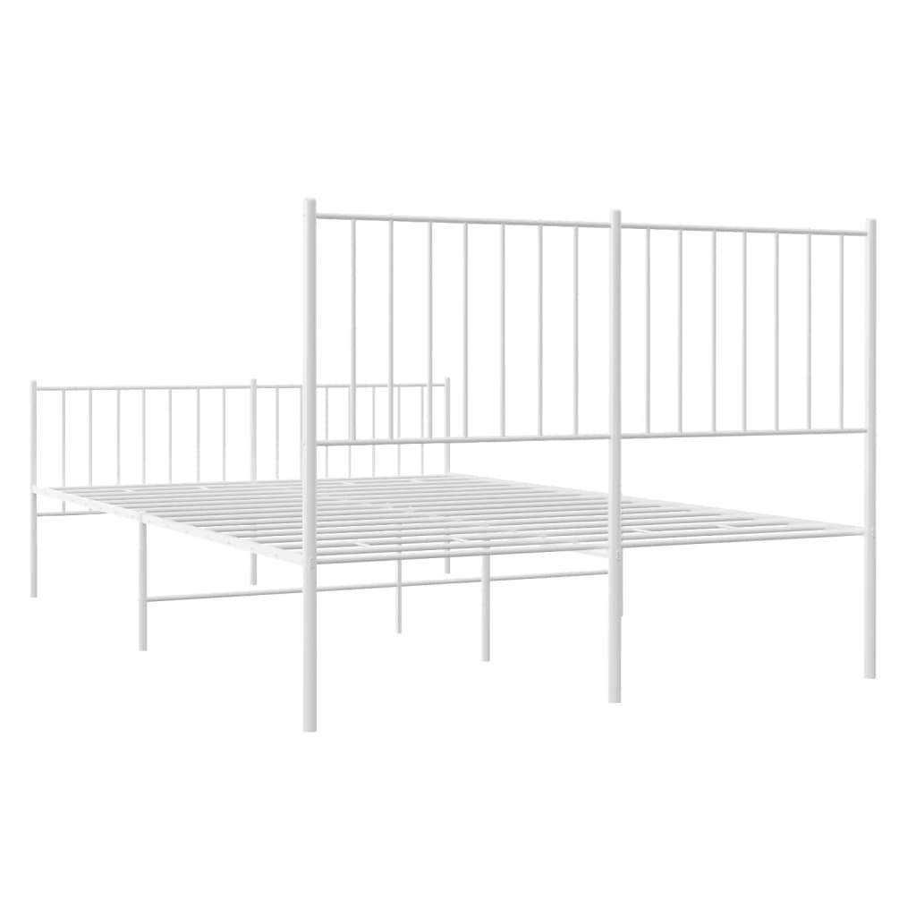 Bed frame with head and footboard metal white 120x190 cm
