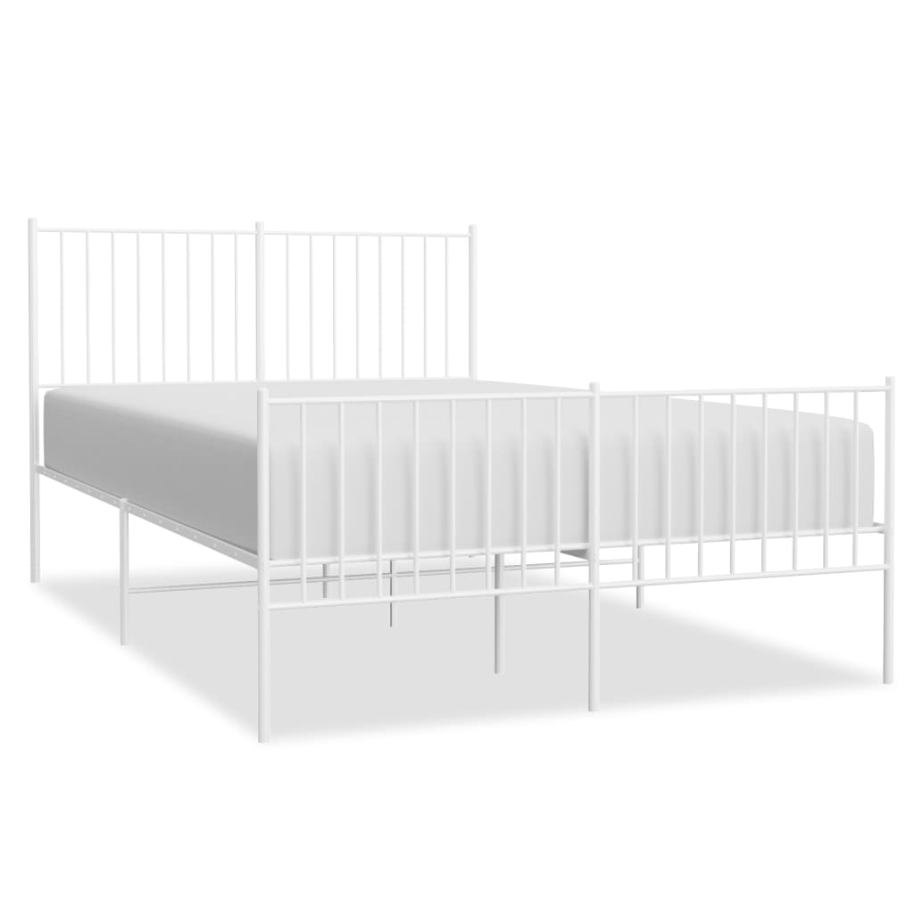 Bed frame with head and footboard metal white 140x200 cm