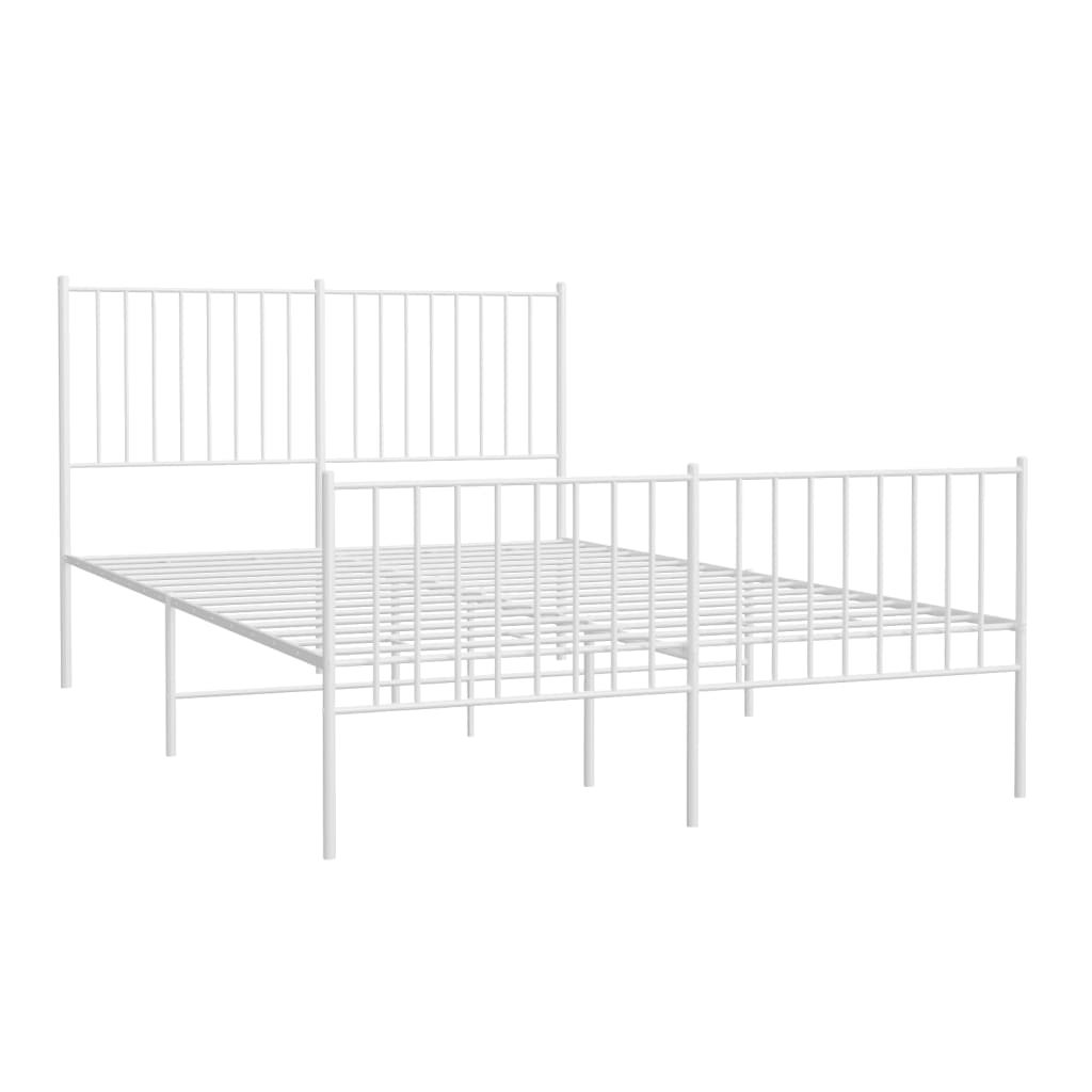 Bed frame with head and footboard metal white 140x200 cm