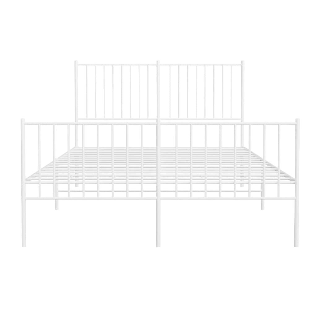 Bed frame with head and footboard metal white 140x200 cm